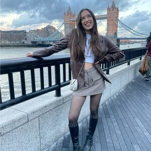 Chic Brown Leather Blazer